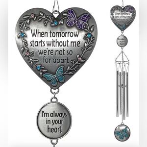 Banberry Designs Wind Chime with Butterflies, bereavement